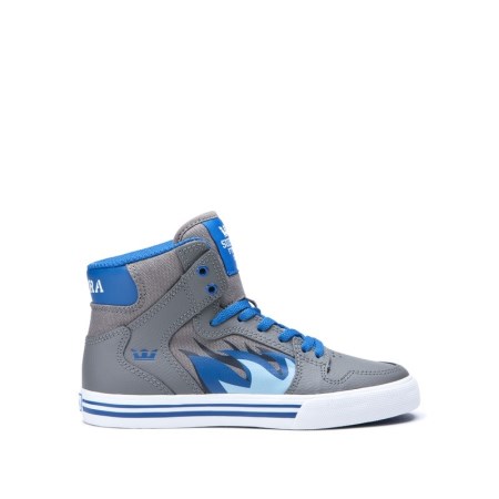 Supra Vaider Kids High Tops Shoes Grey/Blue UK 84NUO